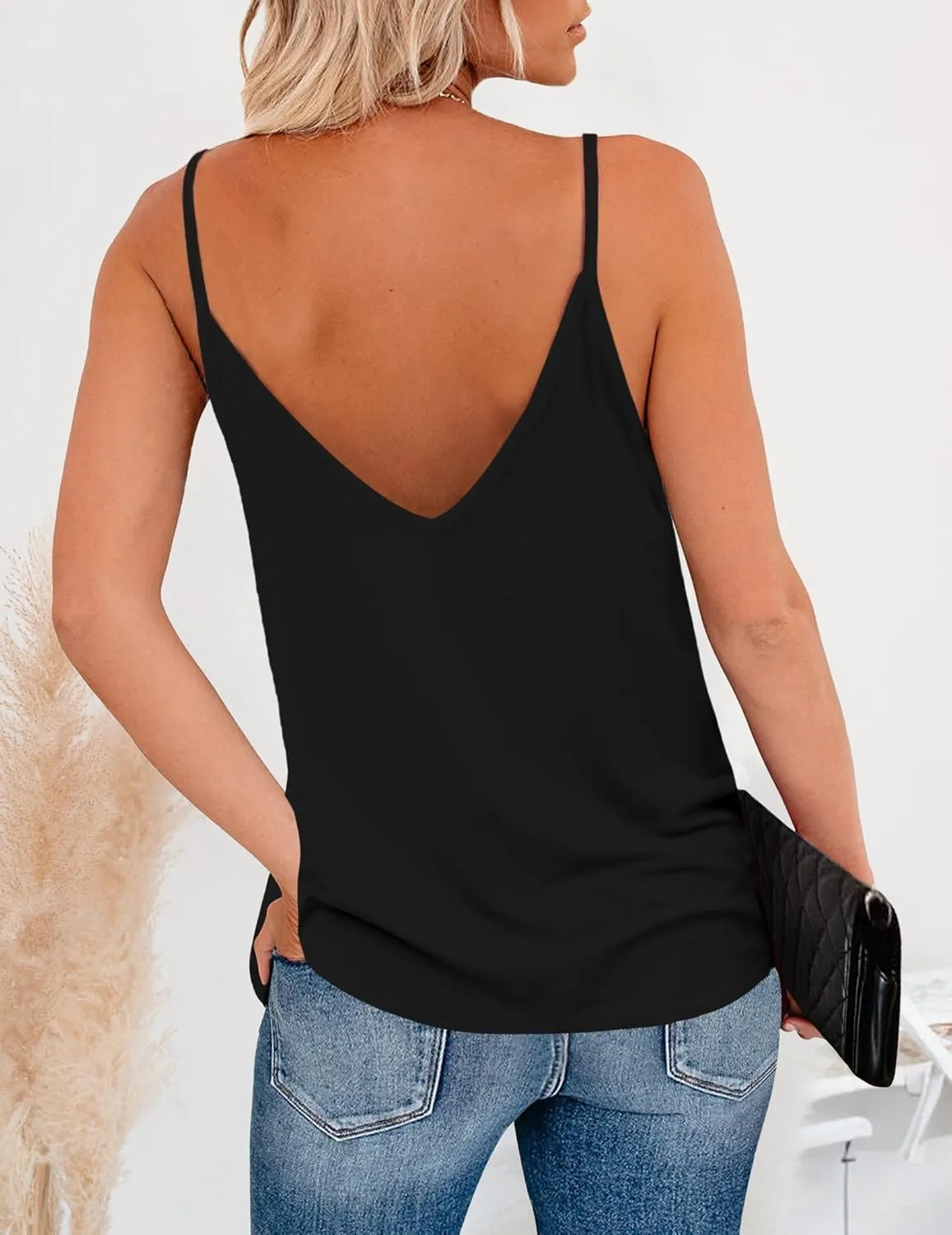 Zeagoo Womens V Neck Camisole Tank Top Strap Sleeveless T Shirt Casual Loose Vest Blouse - S-XXL