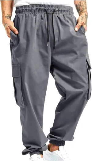 Zeiyignr Men's Cargo Jogger Pants Stretch Sweatpants Slim Fit Outdoor Hiking Pants with Multi Pockets Casual Work Trousers
