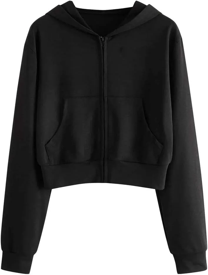 Zip Up Hoodies for Women Casual Solid Long Sleeve Zipper Pocket Shirt Hooded Sweatshirt Tops Hoodie Women plus Size