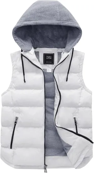 ZSHOW Men's Puffer Vest Removable Hooded Vest Outdoor Winter Vest