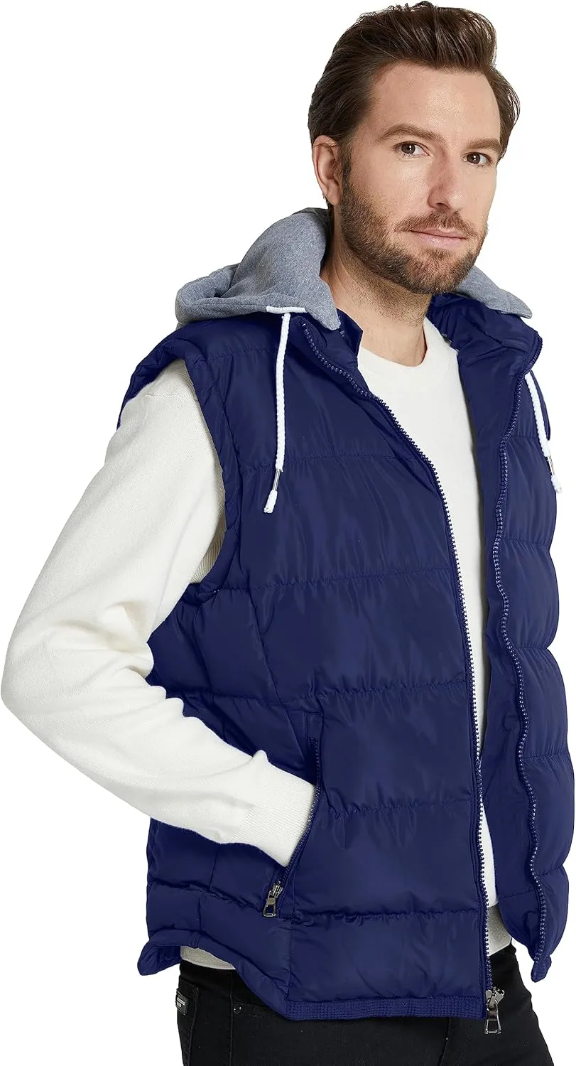 ZSHOW Men's Puffer Vest Removable Hooded Vest Outdoor Winter Vest