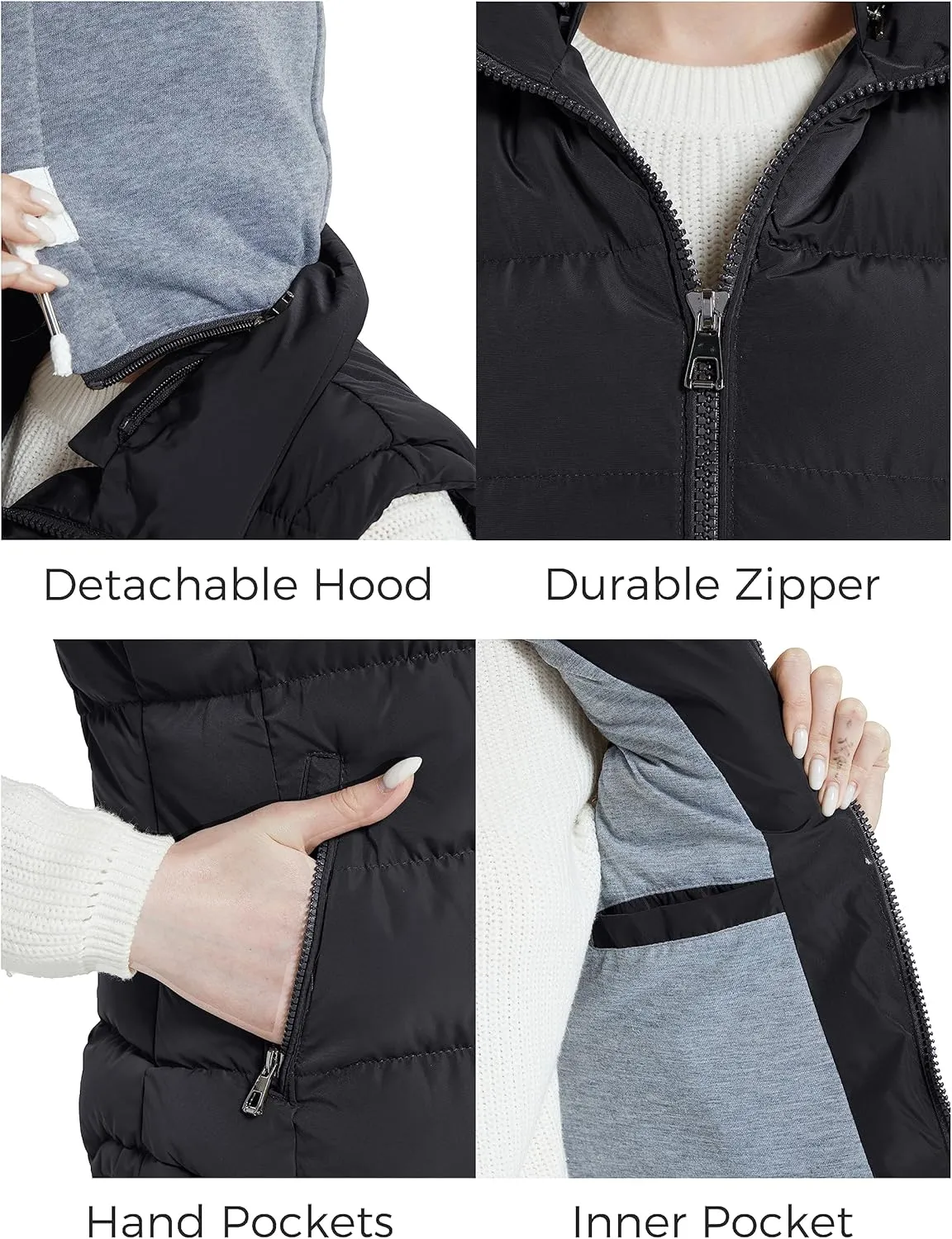 ZSHOW Women's Outerwear Vest Hooded Puffer Vest Padded Winter Vest Jacket