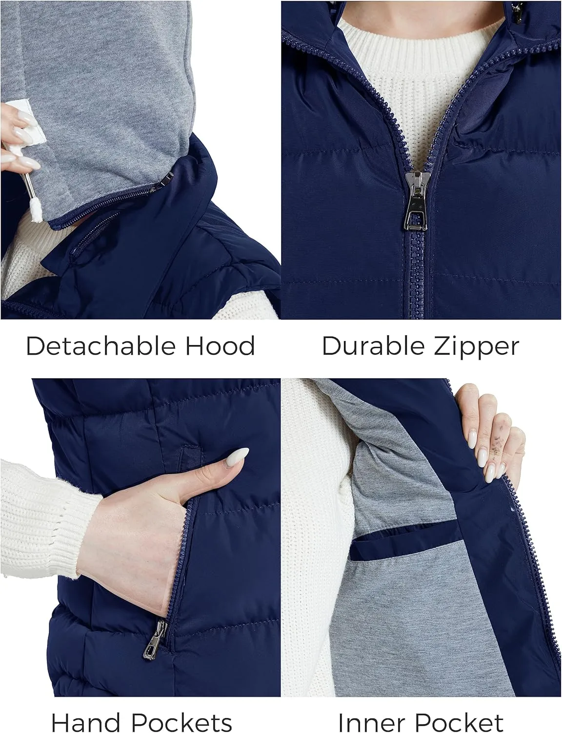 ZSHOW Women's Outerwear Vest Hooded Puffer Vest Padded Winter Vest Jacket