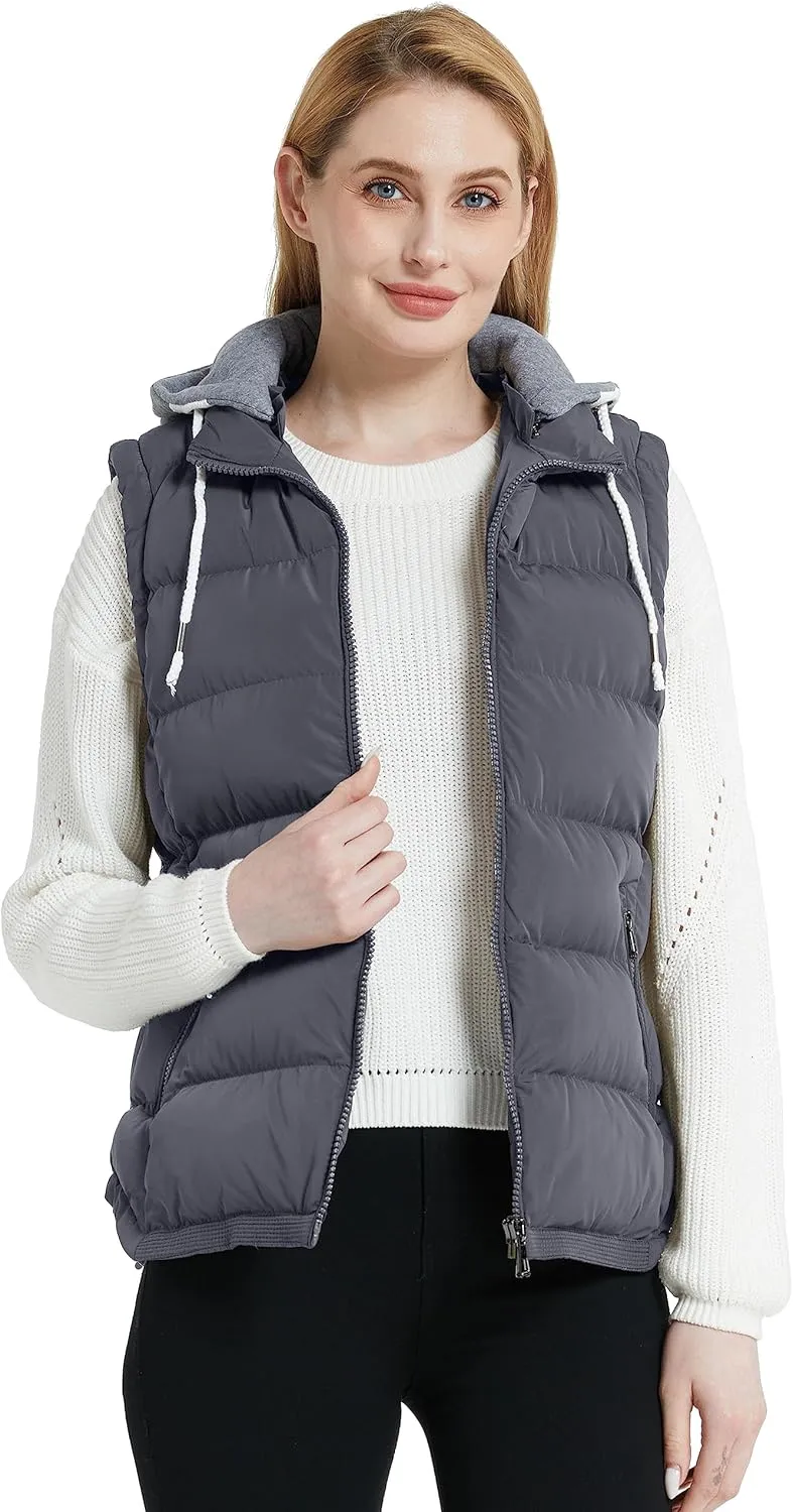 ZSHOW Women's Outerwear Vest Hooded Puffer Vest Padded Winter Vest Jacket
