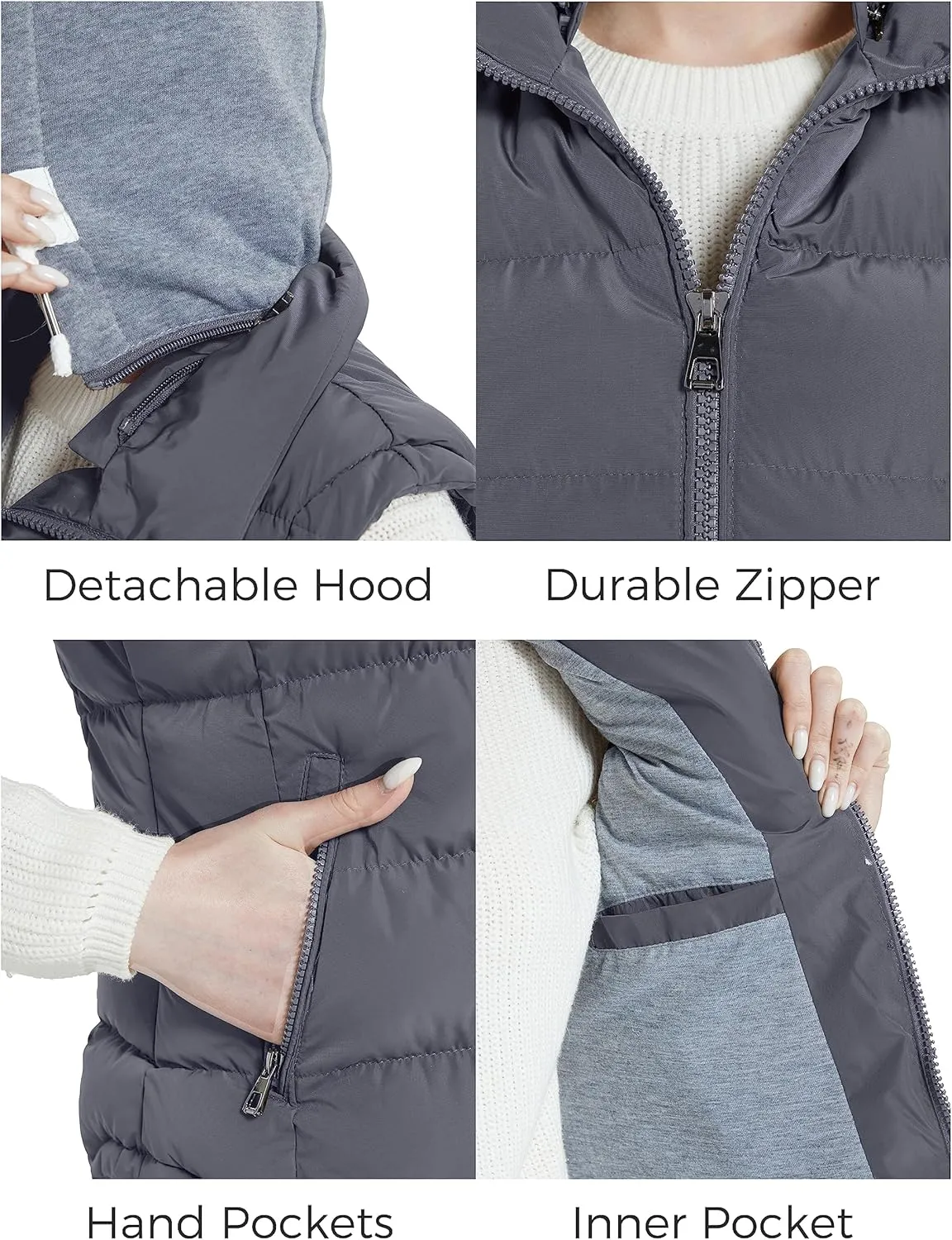 ZSHOW Women's Outerwear Vest Hooded Puffer Vest Padded Winter Vest Jacket