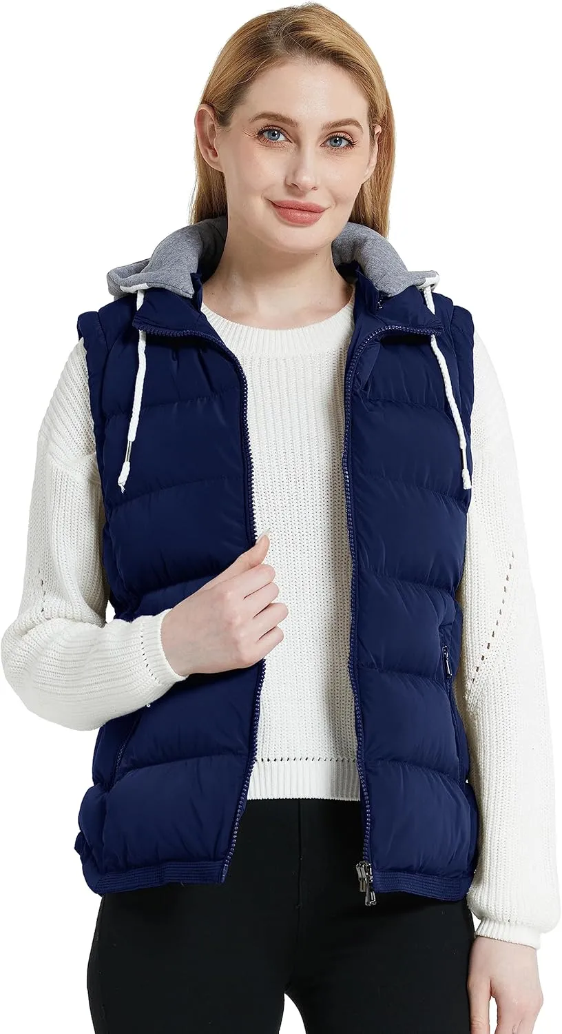 ZSHOW Women's Outerwear Vest Hooded Puffer Vest Padded Winter Vest Jacket