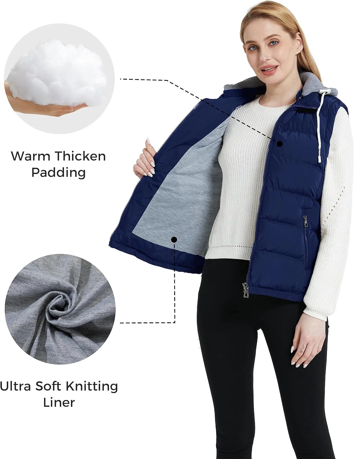 ZSHOW Women's Outerwear Vest Hooded Puffer Vest Padded Winter Vest Jacket