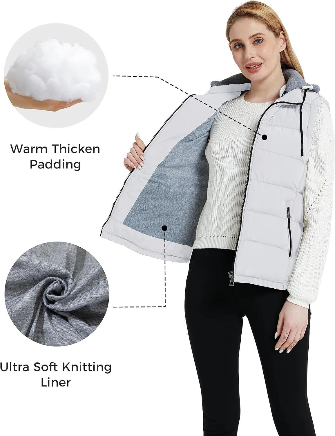 ZSHOW Women's Outerwear Vest Hooded Puffer Vest Padded Winter Vest Jacket