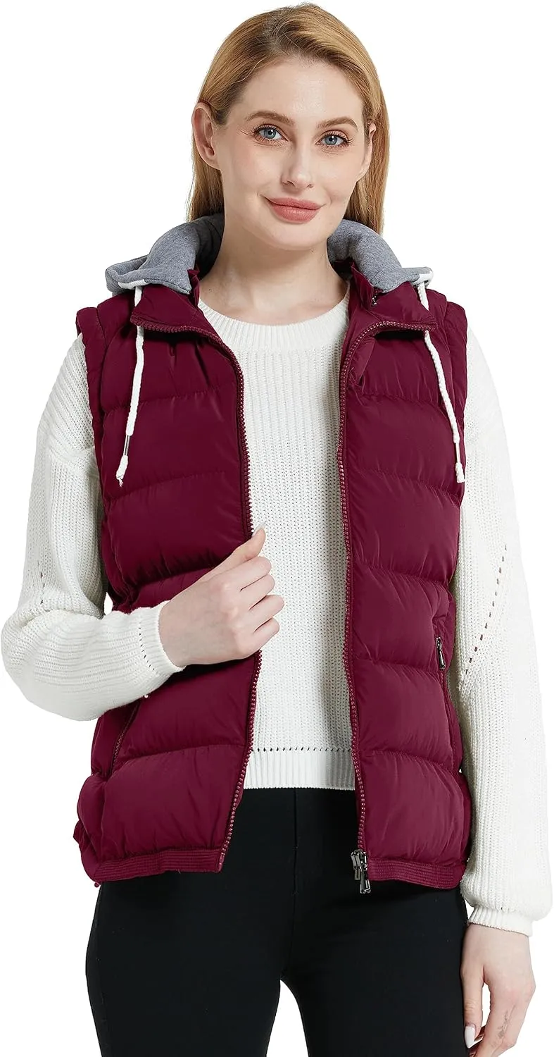 ZSHOW Women's Outerwear Vest Hooded Puffer Vest Padded Winter Vest Jacket