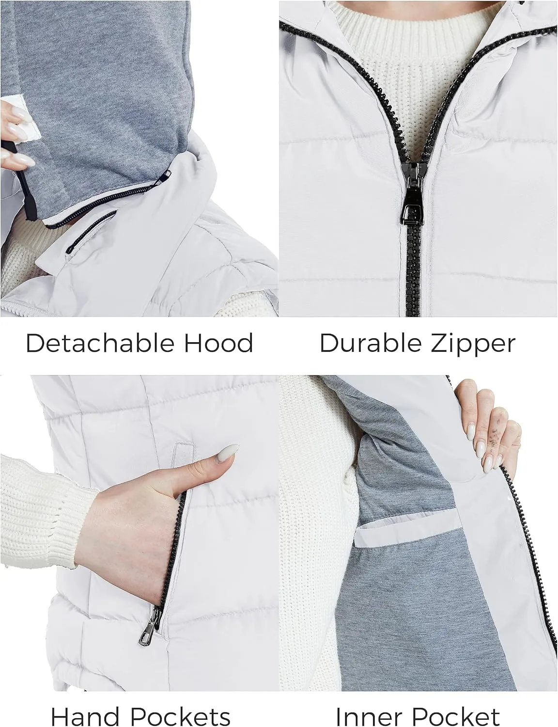 ZSHOW Women's Outerwear Vest Hooded Puffer Vest Padded Winter Vest Jacket
