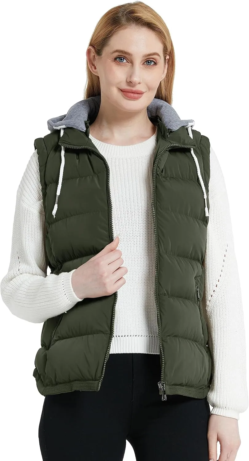 ZSHOW Women's Outerwear Vest Hooded Puffer Vest Padded Winter Vest Jacket