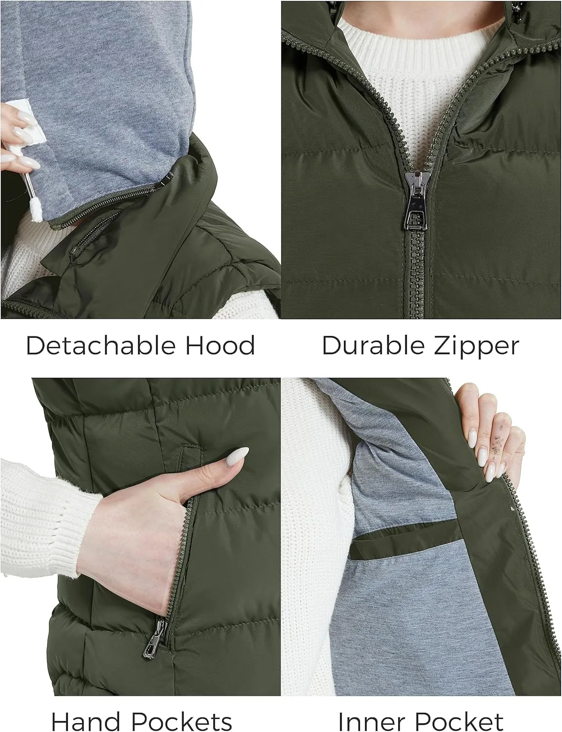 ZSHOW Women's Outerwear Vest Hooded Puffer Vest Padded Winter Vest Jacket