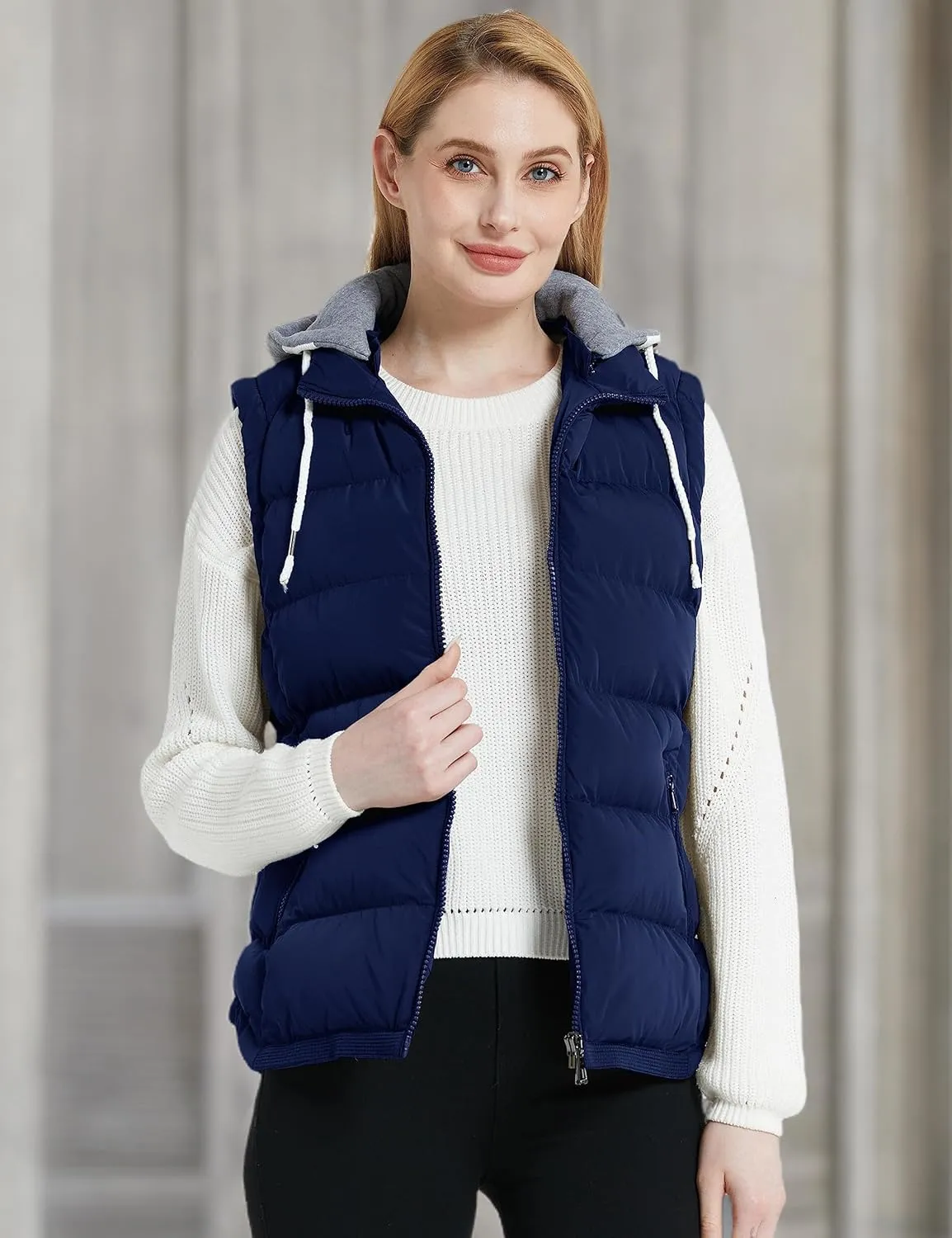 ZSHOW Women's Outerwear Vest Hooded Puffer Vest Padded Winter Vest Jacket
